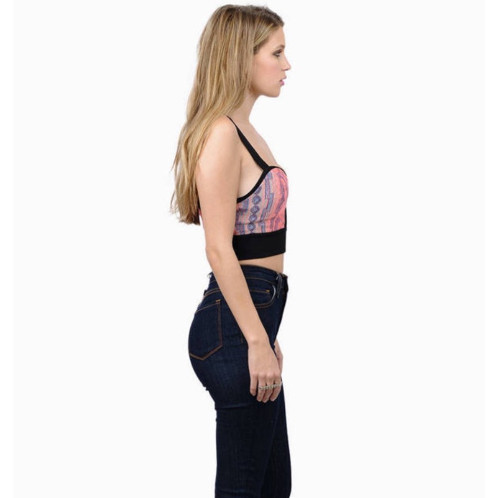 Tobi Open Front Aztec Geometric Print Crop Tank - image 4